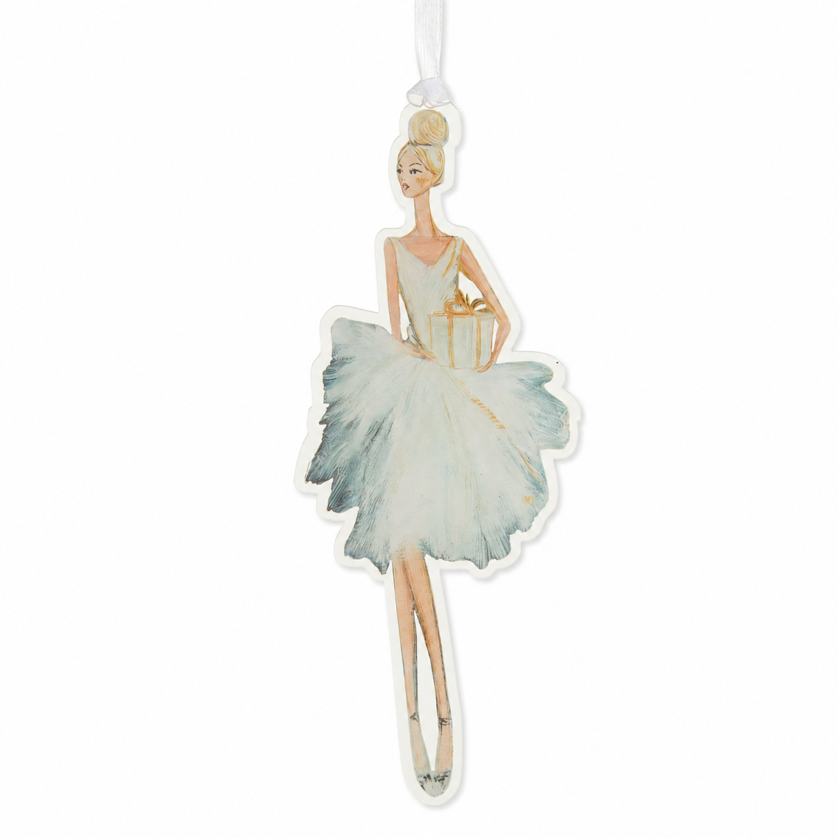 Moonlight Fashion Illustration Acrylic Ornament, White Dress design