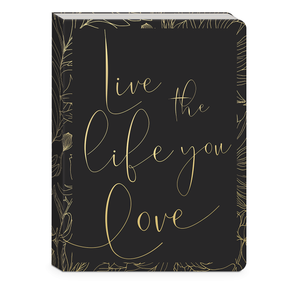 Cuaderno de tapa blanda - Vive la vida - Negro y dorado