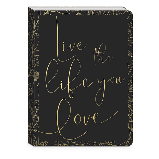 Cuaderno de tapa blanda - Vive la vida - Negro y dorado