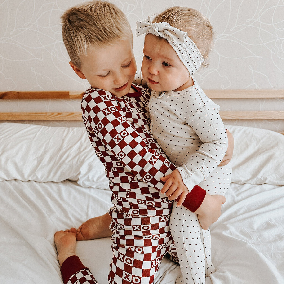 Organic 2-Way Zipper Footie, Crimson Mini Hearts, view 3