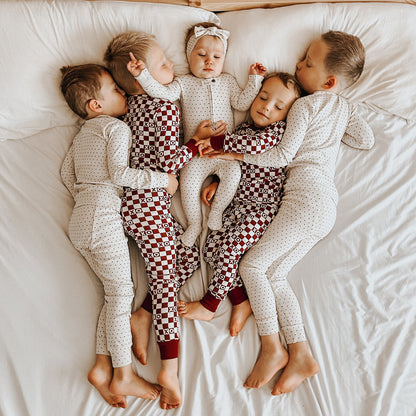 Organic 2-Way Zipper Footie, Crimson Mini Hearts, view 4