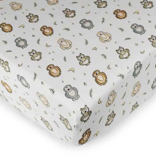 Organic Cotton Crib Sheet, Owl Print