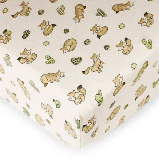Organic Crib Sheet, Little Fox Print