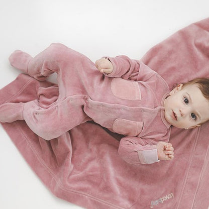 Organic Velour Footie in Mauve, view 2