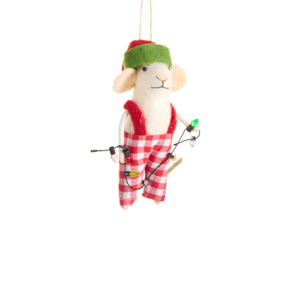 6" Pajama Mice Ornament, String Lights Mouse