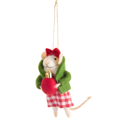 6" Pajama Mice Ornament, Red Ball Mouse