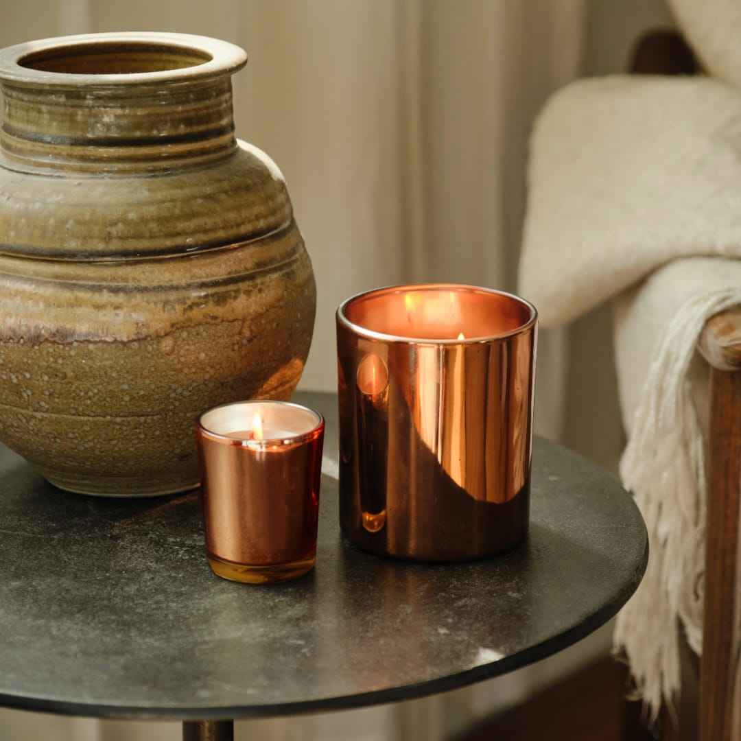 Burnished Copper Glass Candle, 10 oz