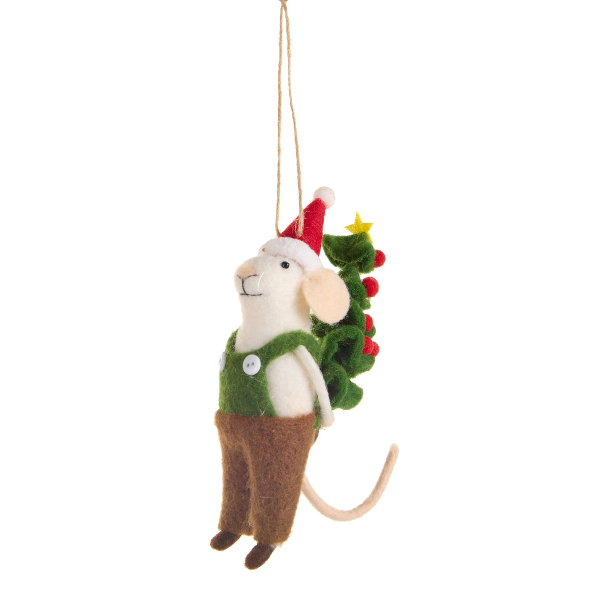 6" Red and Green Mice Ornament, Tree Mouse