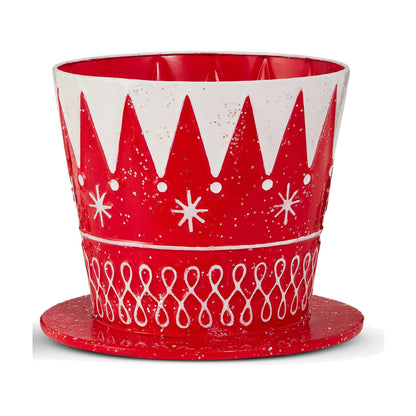 9" Red and White Top Hat Containers, Large