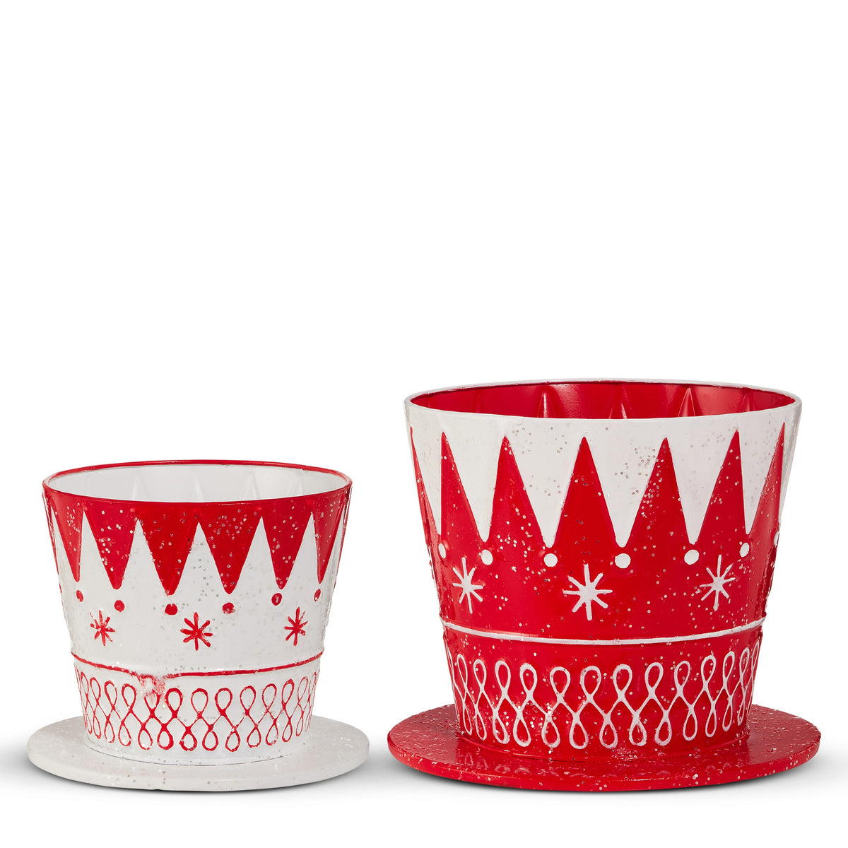 9" Red and White Top Hat Containers product photo