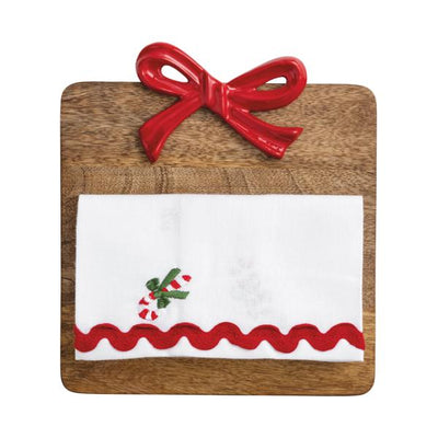 Red Bow Wood Square Board Set