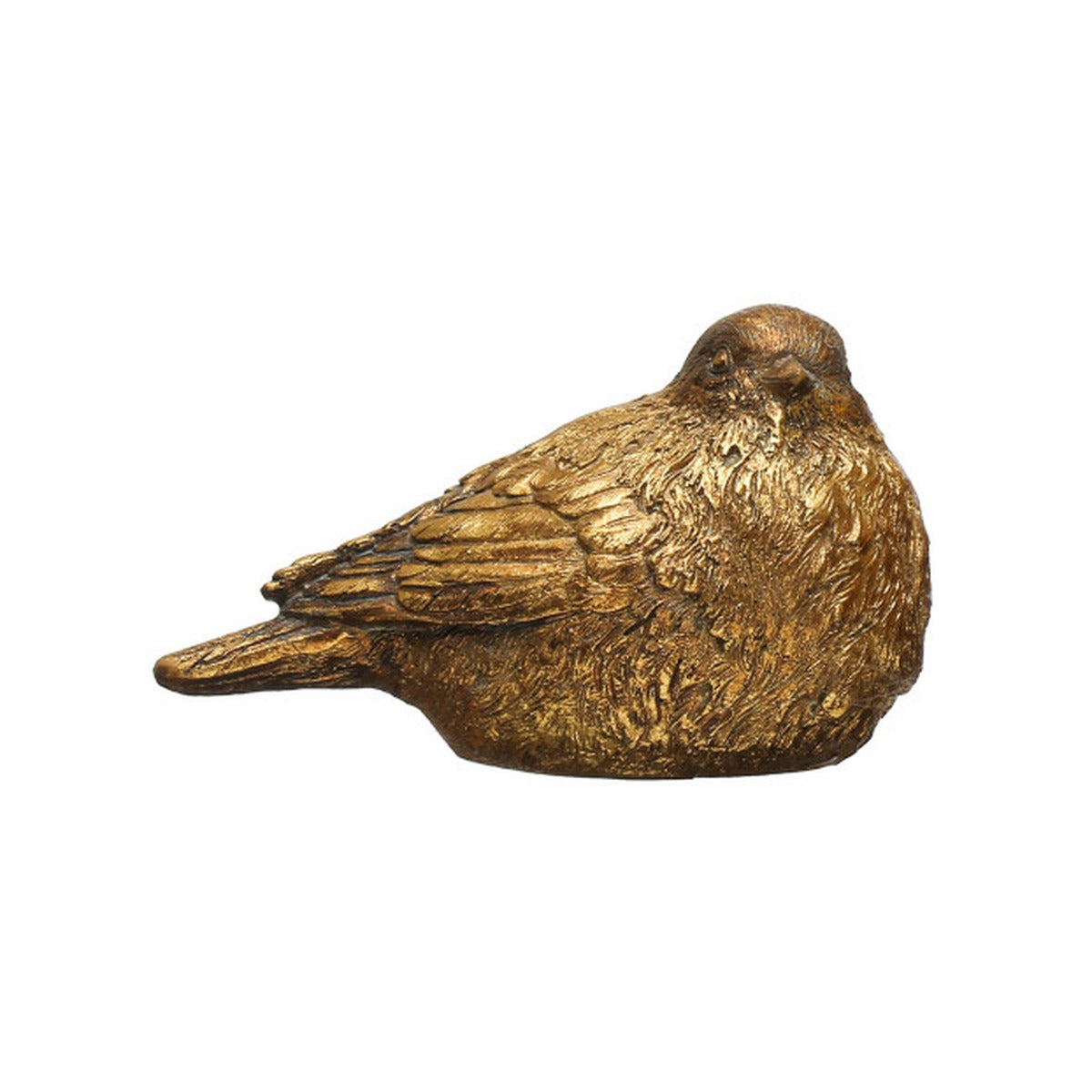 Resin Bird, Distressed Gold Finish, Head Turned