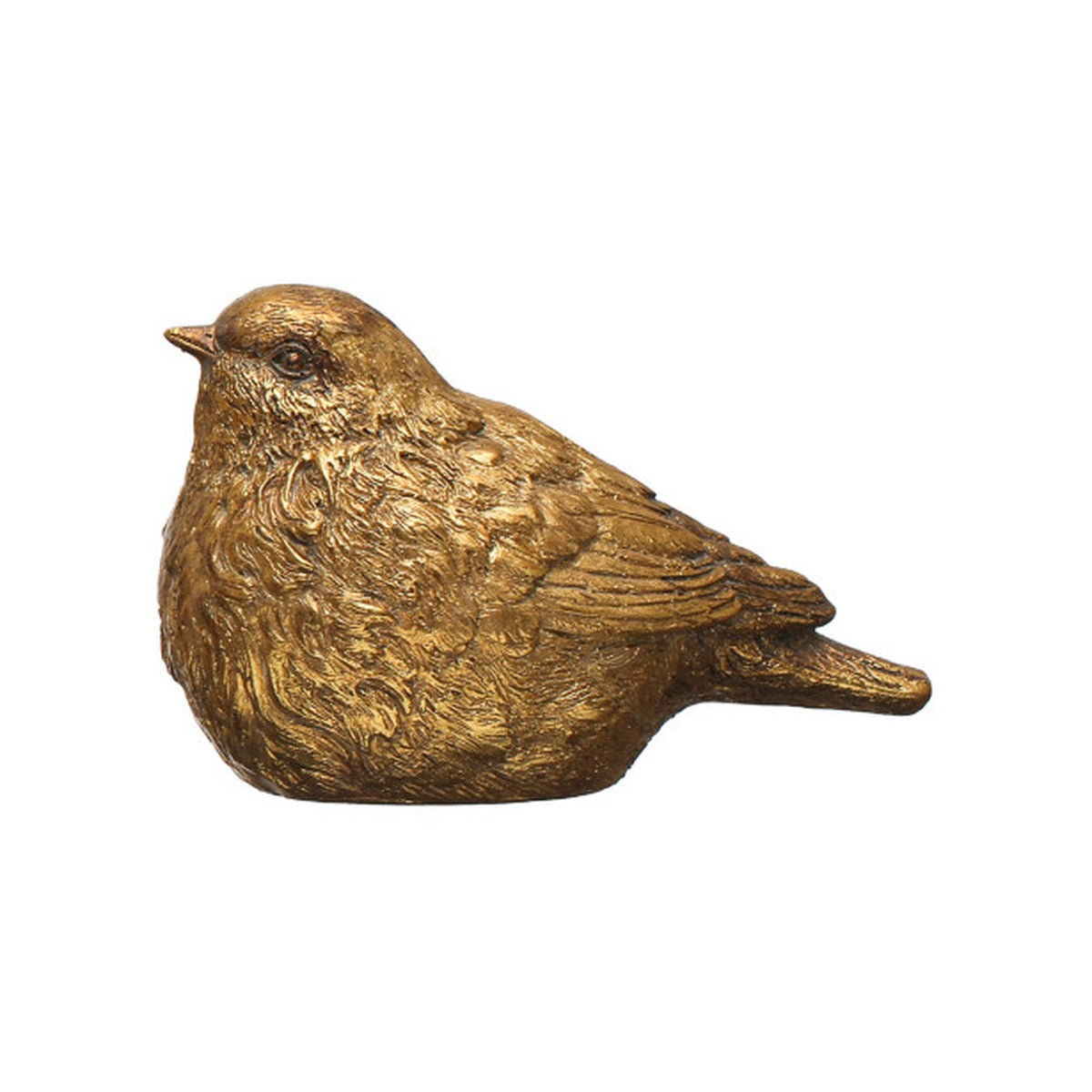 Resin Bird, Distressed Gold Finish, Side Profile
