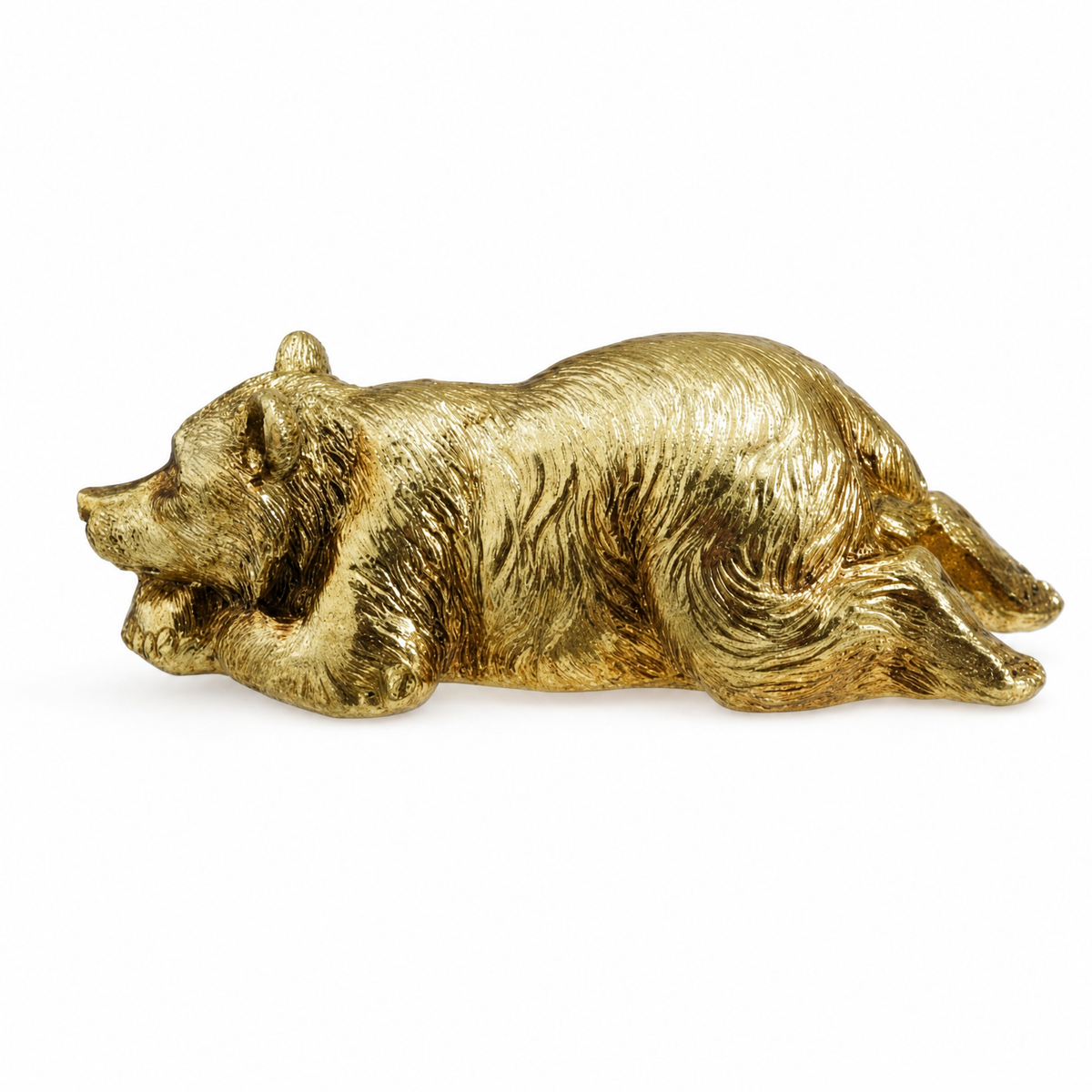 Resin Sleeping Animal Figurine, Bear design: a bear rests on its side, nose tucked toward its paws