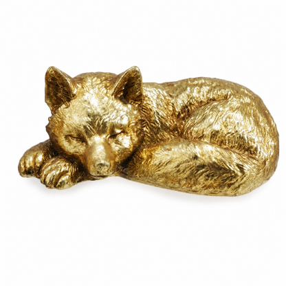 Resin Sleeping Animal Figurine, Fox design: a fox curls nose to tail in a tight sleeping coil