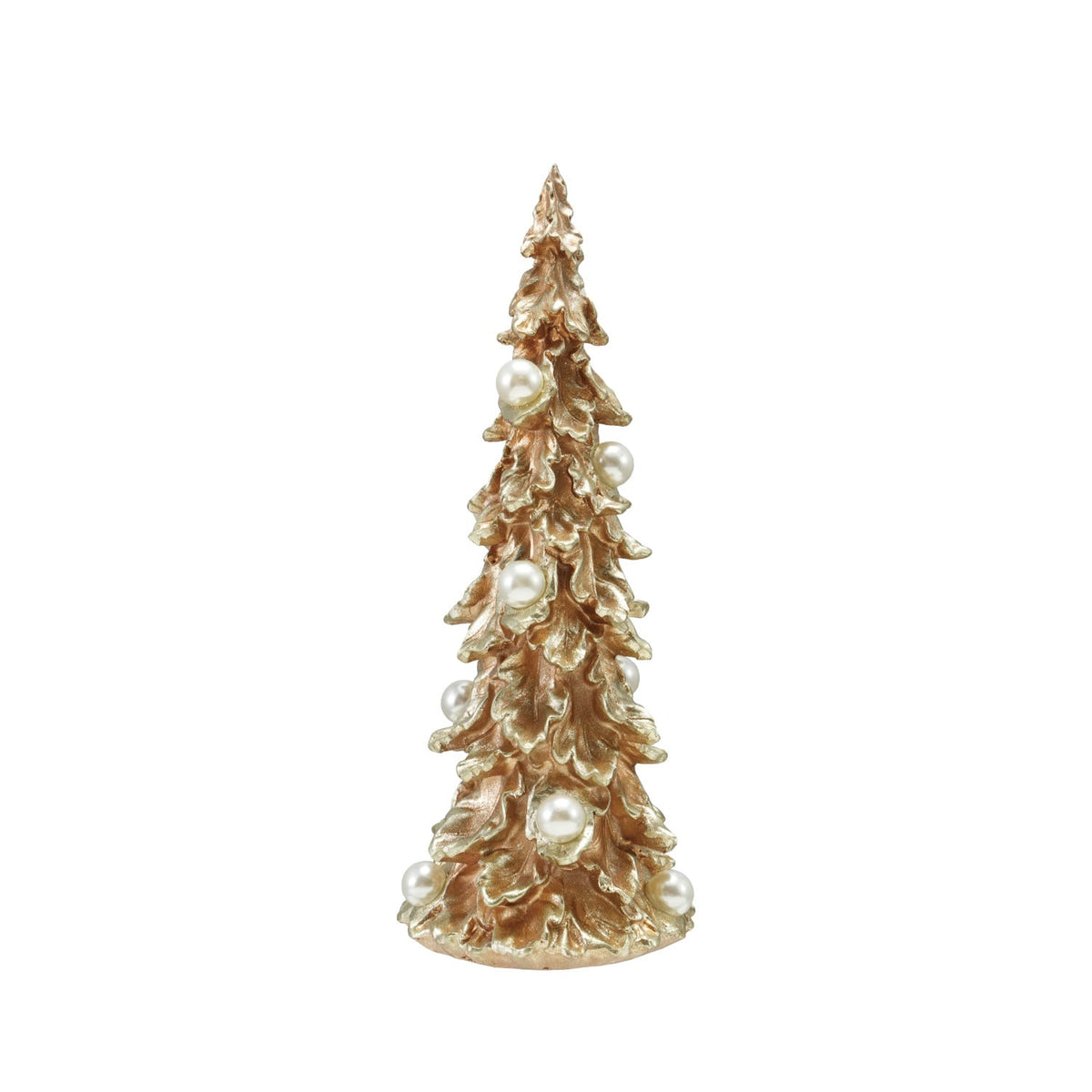 Resin Tree with Faux Pearls, Gold Finish, A gold resin tabletop tree with faux pearl accents set into its sculpted branches