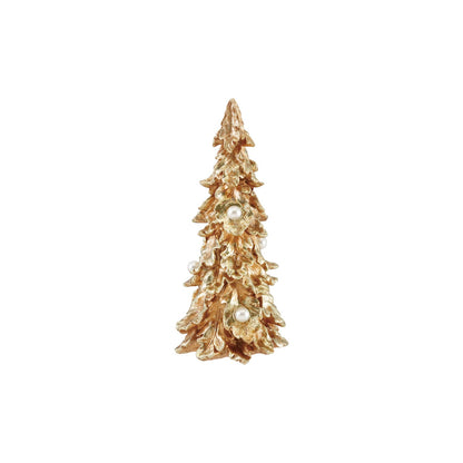 Resin Tree with Faux Pearls, Gold Finish, A gold resin tabletop tree with faux pearl accents set into its sculpted branches