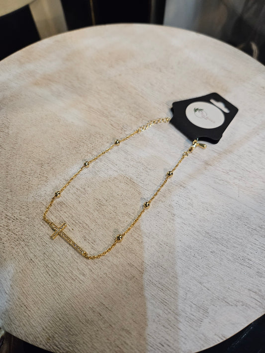Anklet Sideway Cross Yellow