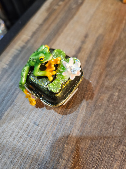 Frog with Flower Trinket Box