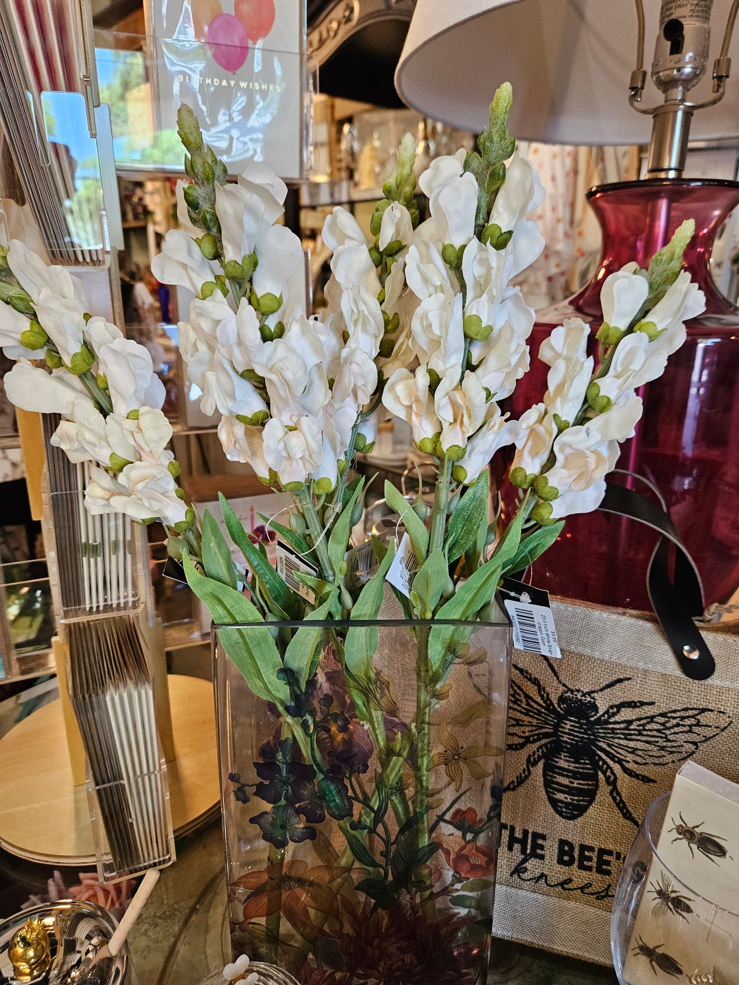 20.5 Inch White Snapdragon Stem