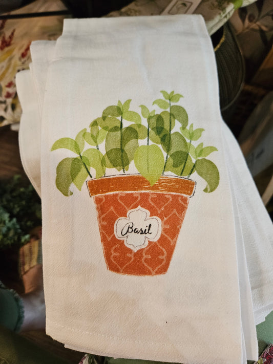 Herb Garden Basil Dishtowel