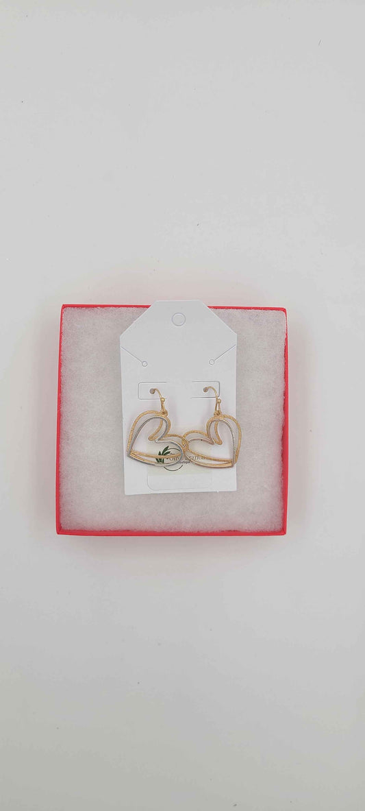 Burnished Two-Toned Hearts Earrings