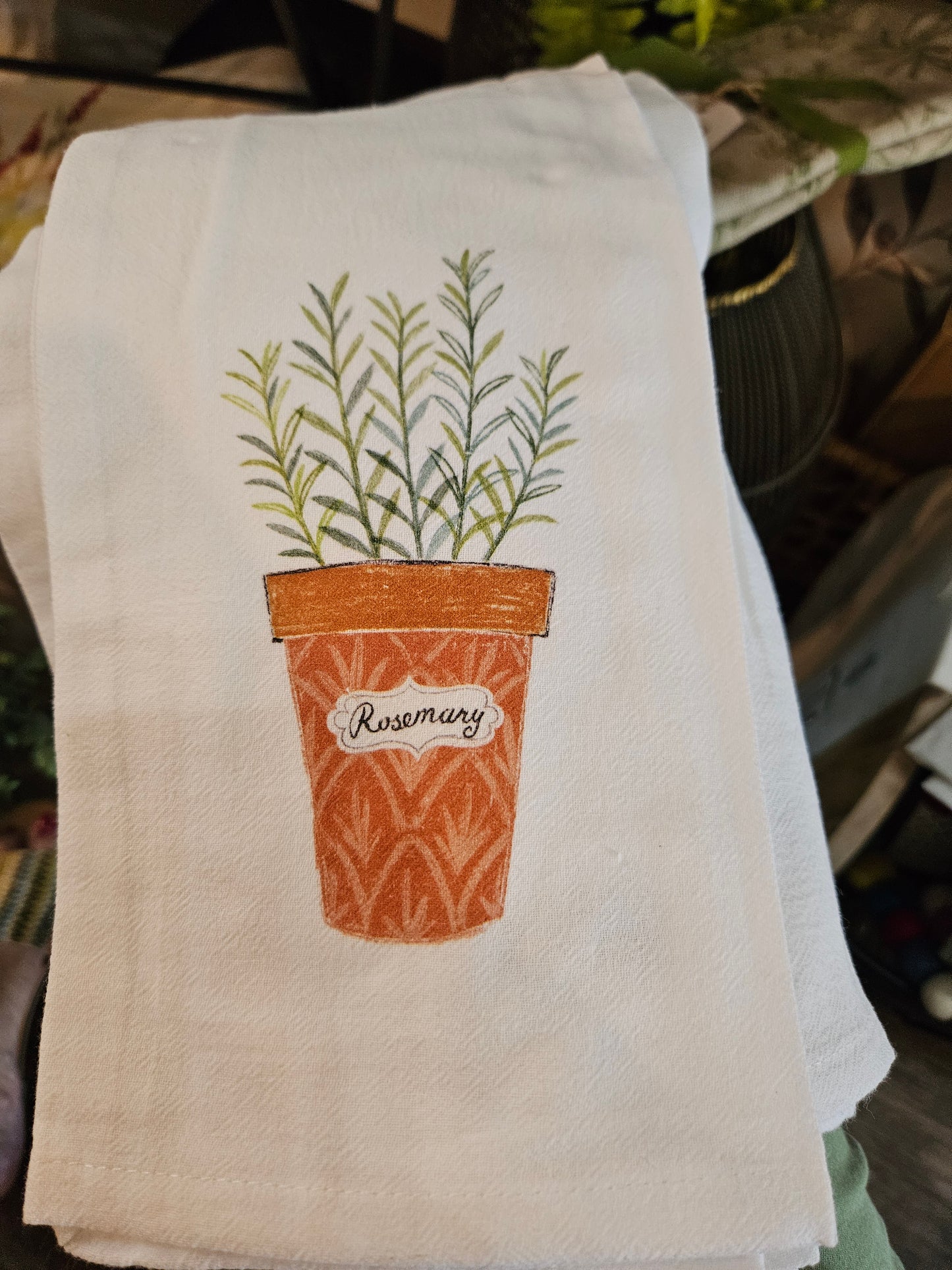 Herb Garden Rosemary Dishtowel