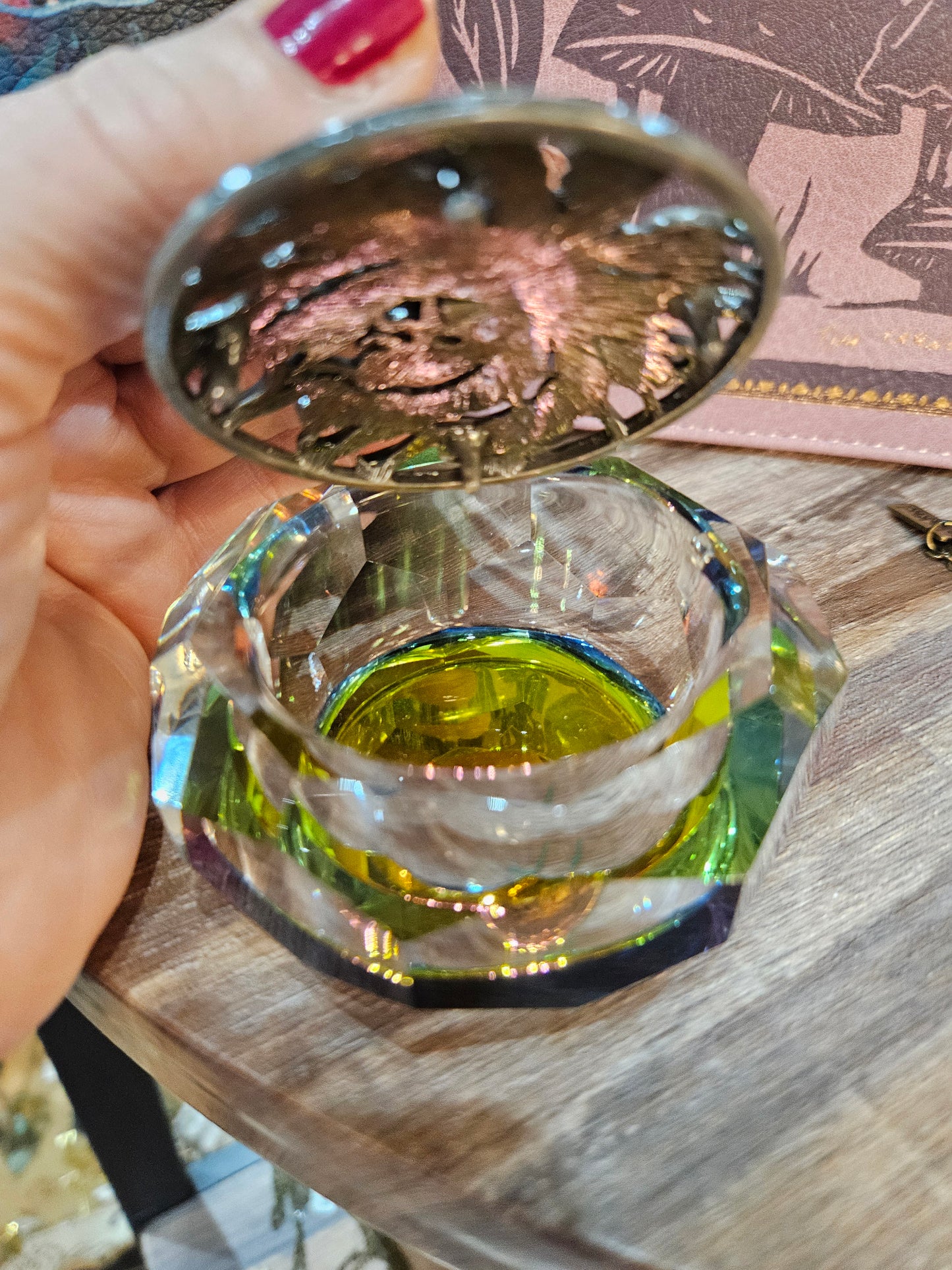Peacock Glass Trinket Box