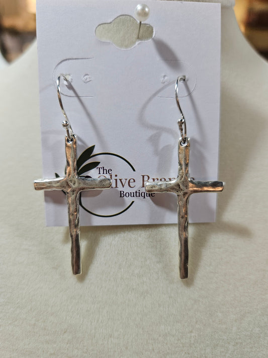 Antique Silver Cross Earrings