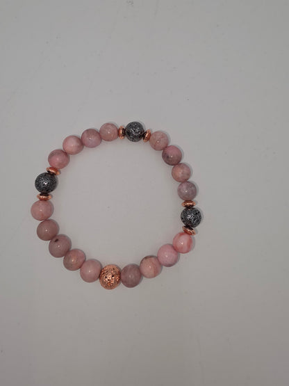 Natural Stone Bracelet - Mother's Day Gift with Card: Pink