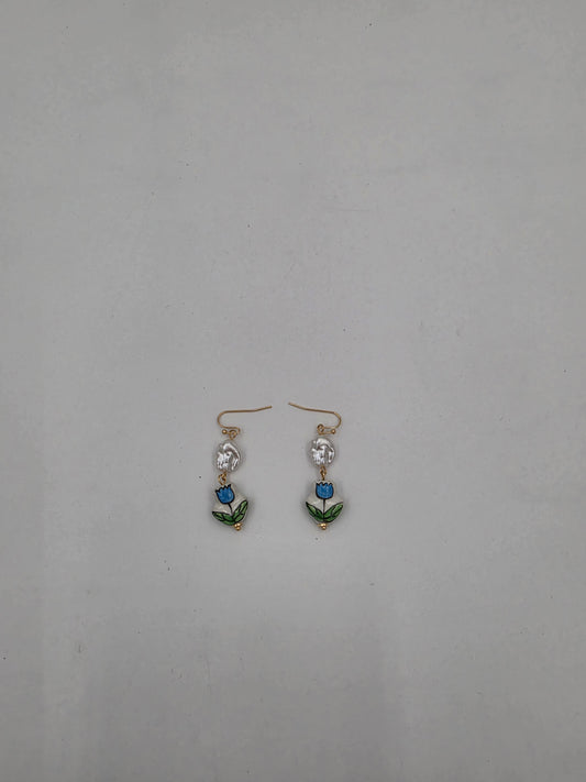 Charming Blossom Earrings - blue