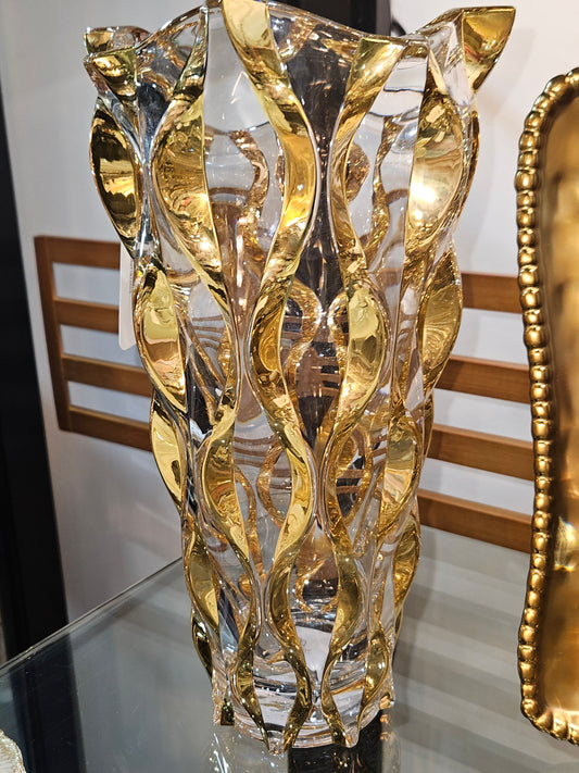 Gold Ribbon Vase -  W/24kt Gold