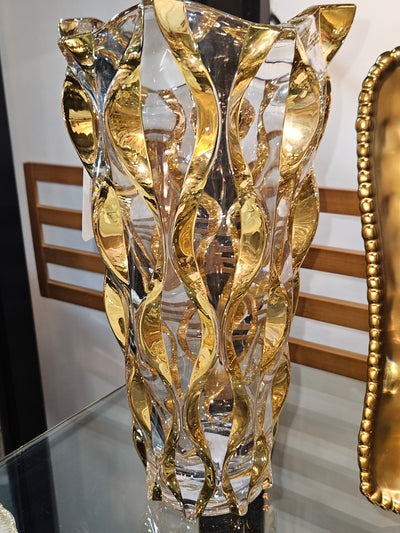 Gold Ribbon Vase -  W/24kt Gold