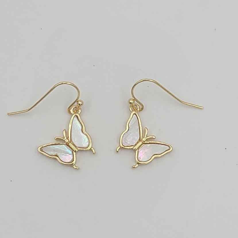 Shimmering White Butterfly Earrings