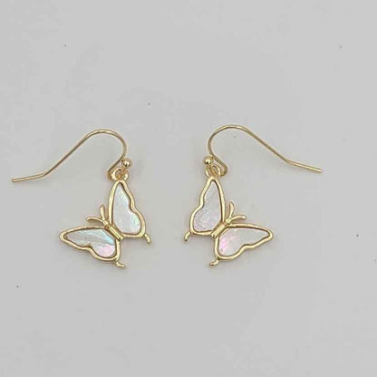 Shimmering White Butterfly Earrings