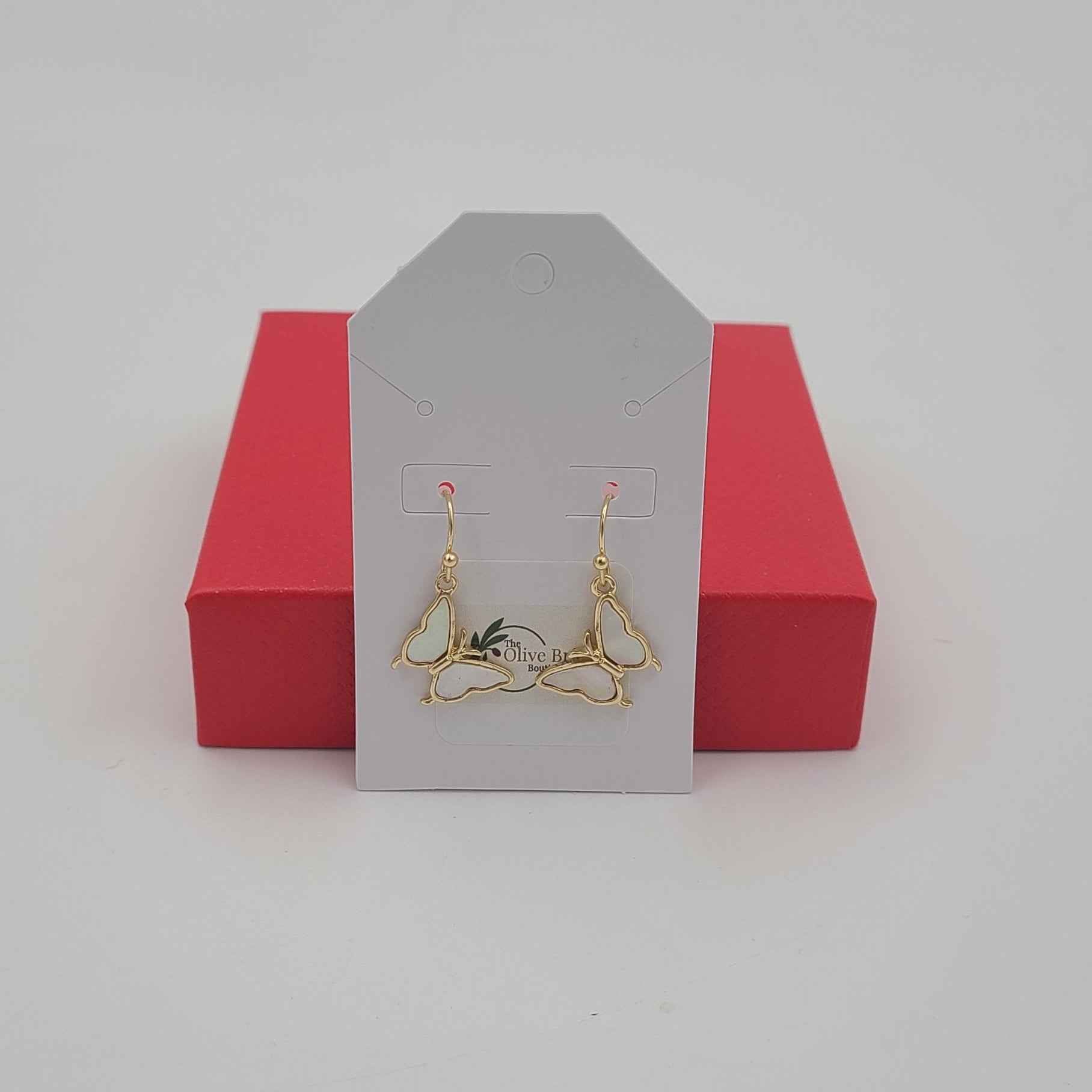 Shimmering White Butterfly Earrings