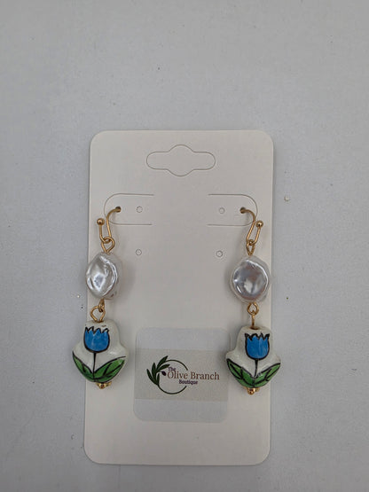 Charming Blossom Earrings - blue