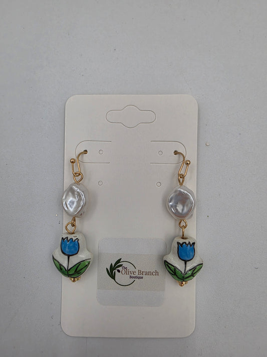 Charming Blossom Earrings - blue