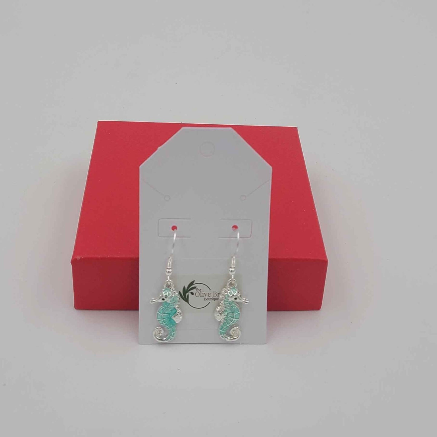 Silver and Mint Seahorse Earrings