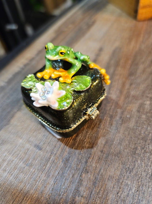 Frog with Flower Trinket Box