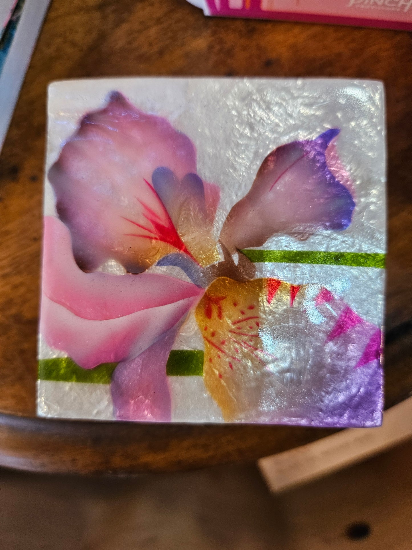 Iris Flower Small Capiz Box