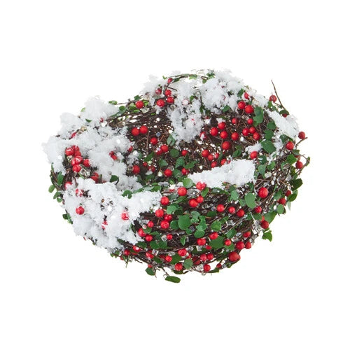 6" Snowy Bird Nest with Berries