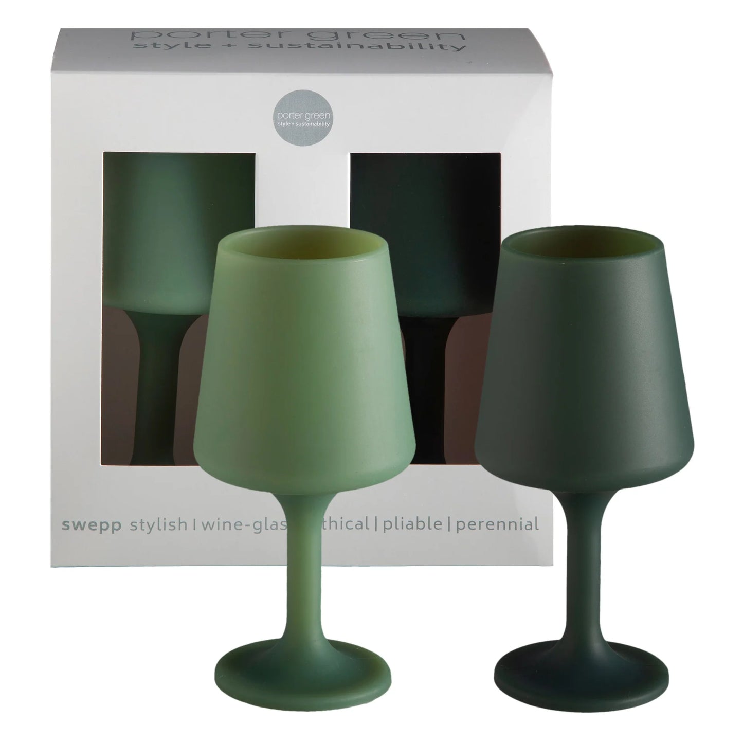 Unbreakable Silicone Wine Glasses-Sage and Olive-Tall