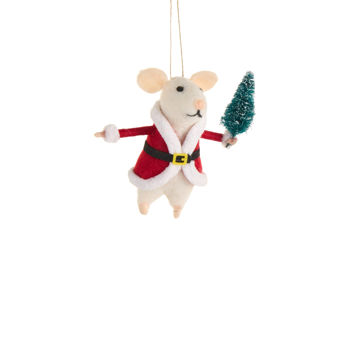 6" Santa and Candy Cane Mice Ornament, Santa Mouse