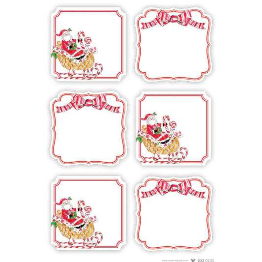 Santa in Candy Gingerbread Sleigh Die-Cut Stickers