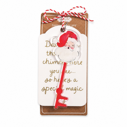 Santa's Magic Key with Sentiment Tag, White Tag design: a red key on a white tag with a note for a home with no chimney