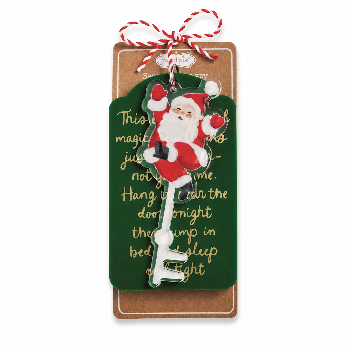 Santa's Magic Key with Sentiment Tag, Green Tag design: a Santa key on a green tag, and a green key on a red tag, each with its own message