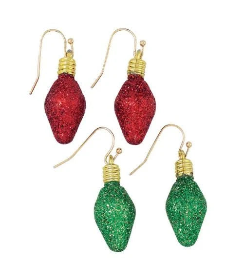 Christmas Light Bulb Earrings-Assorted Colors