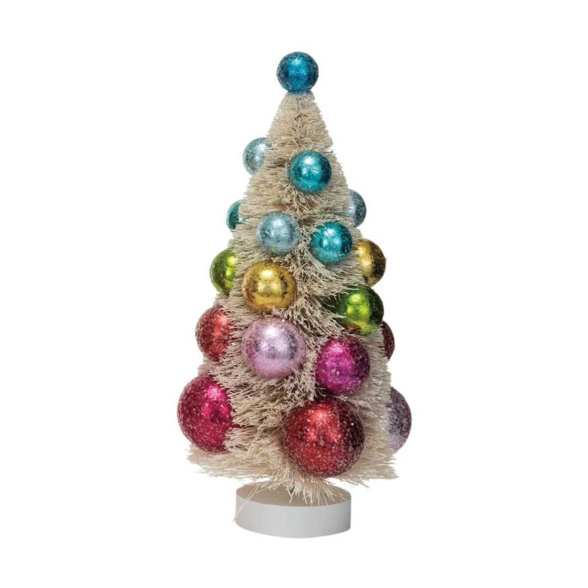 Sisal Bottle Brush Tree with Ornaments, Small, 9 inches size, cut from the vendor group photo