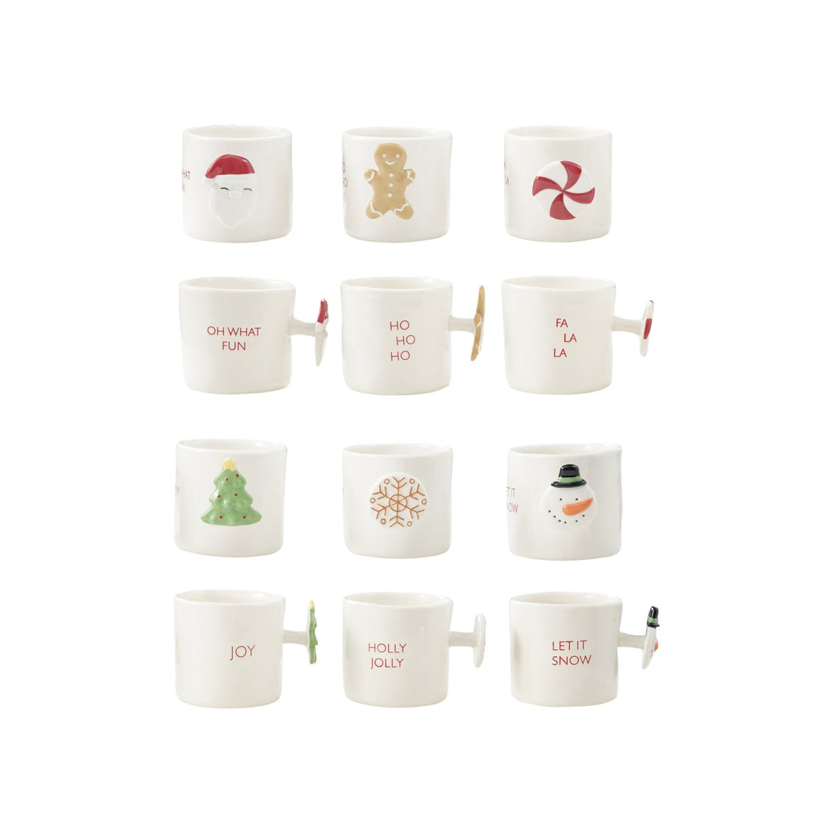 Stoneware Mug with Holiday Saying and Icon Shaped Handle